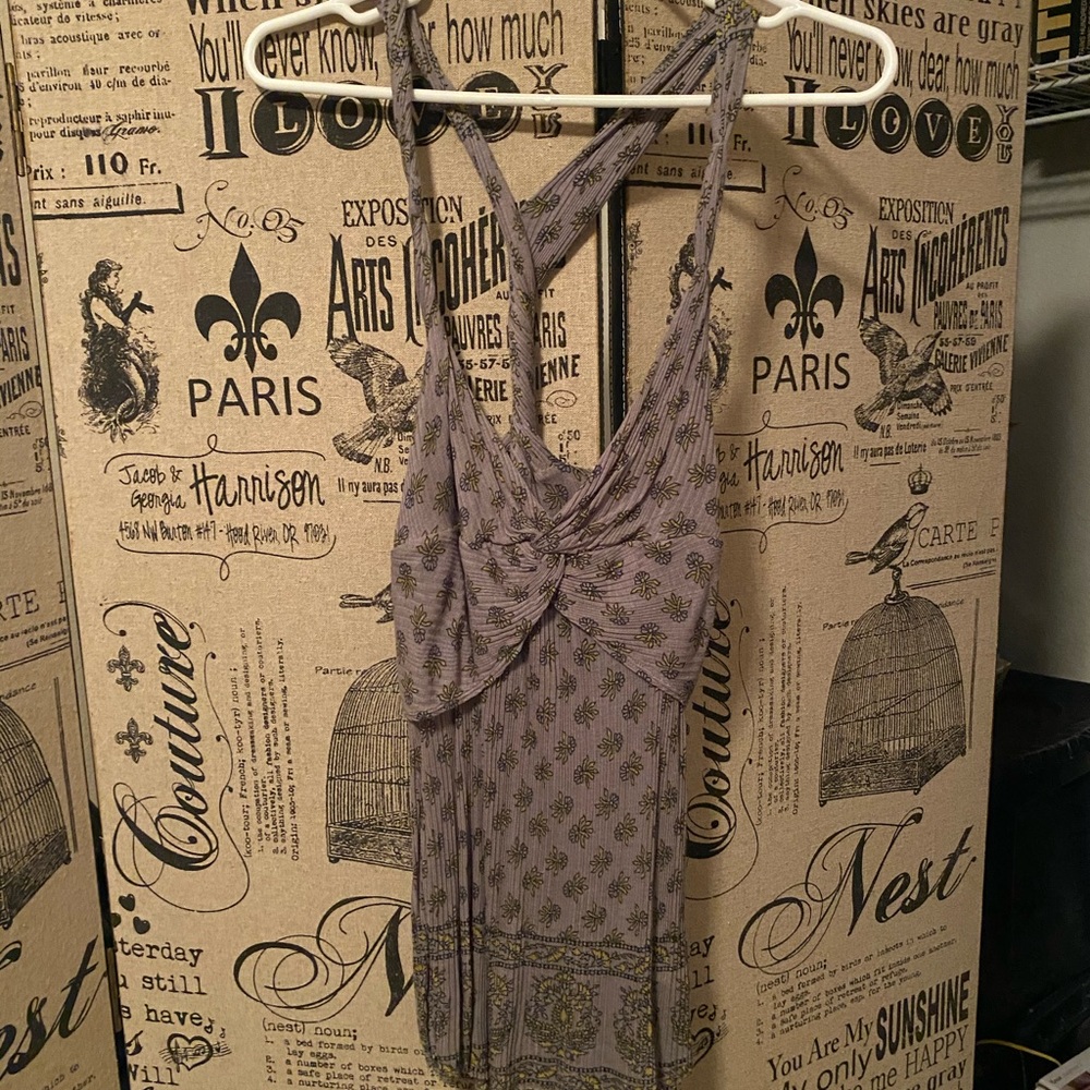 Free People grey floral shirt